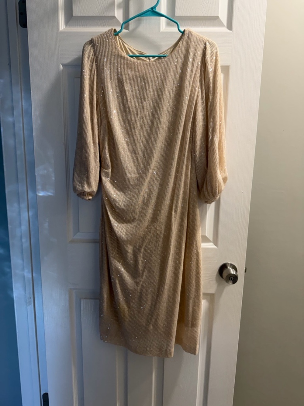 Nanette Lepore Champagne Sequin Long Sleeve Knee-Length Dress